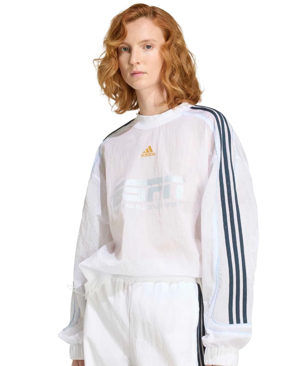 Женский свитшот свободного кроя с сетчатыми вставками Teamgeist 2.0 Adidas, Белый — фото 2