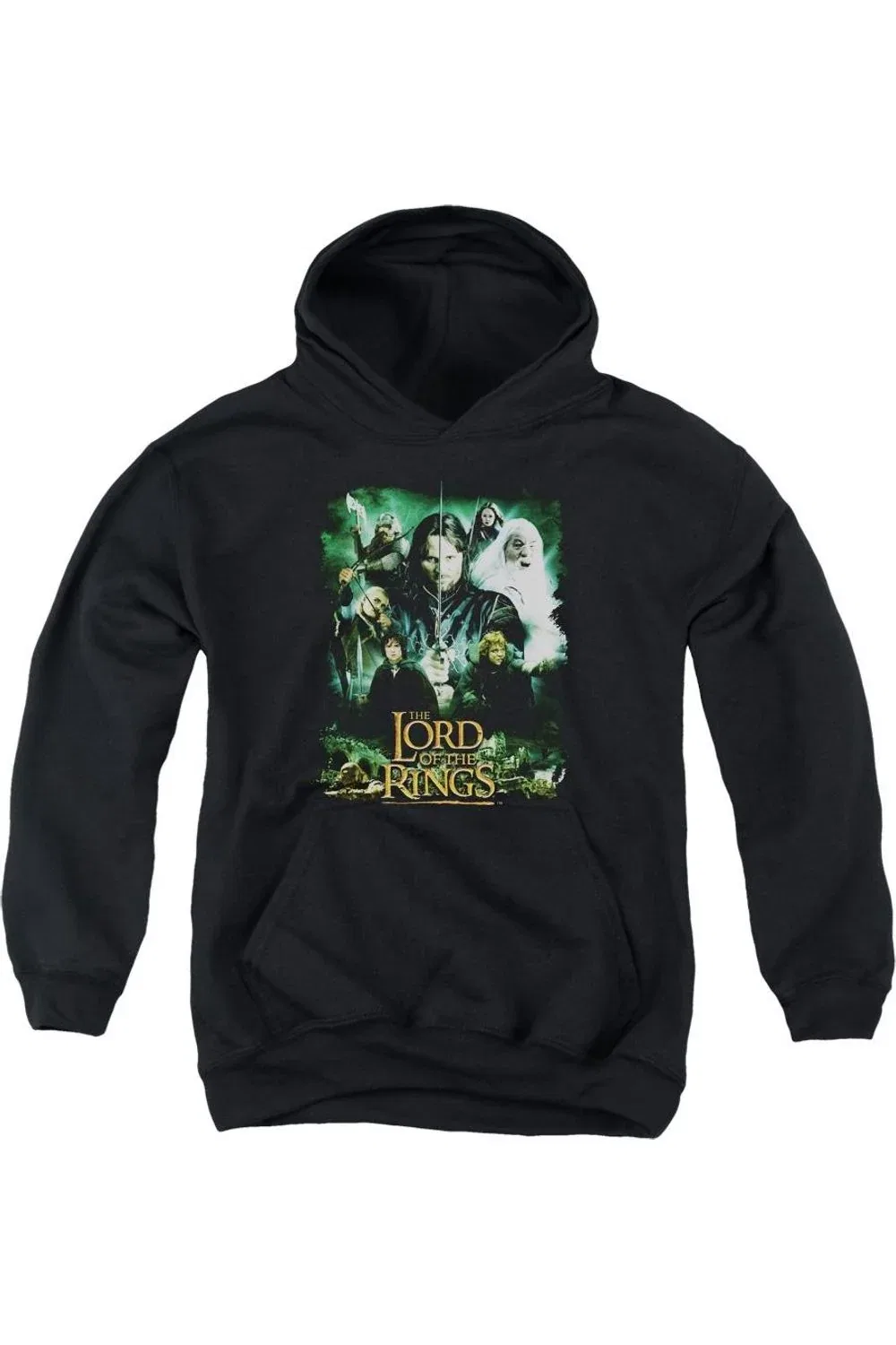 Детское худи с капюшоном с принтом Lord Of The Rings Hero Group Gildan, черный