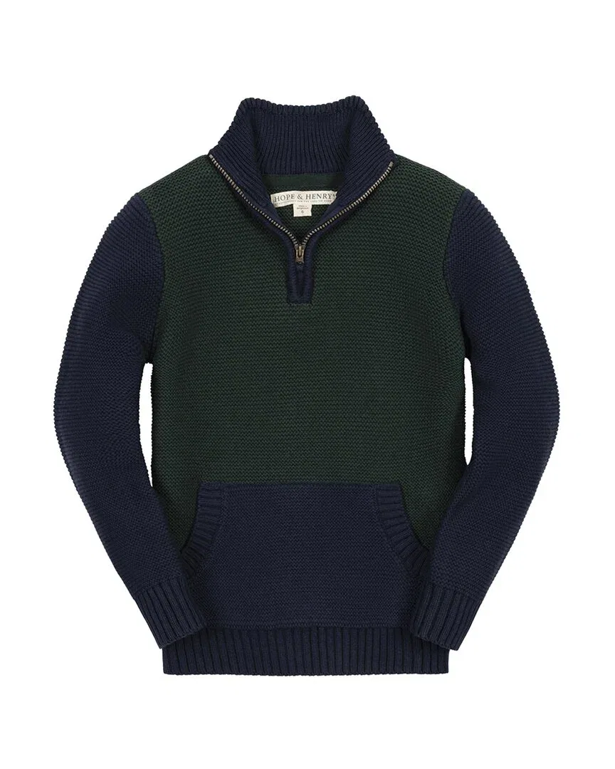 Детский свитер с принтом Hope & Henry Organic Half Zip Kanga, синий