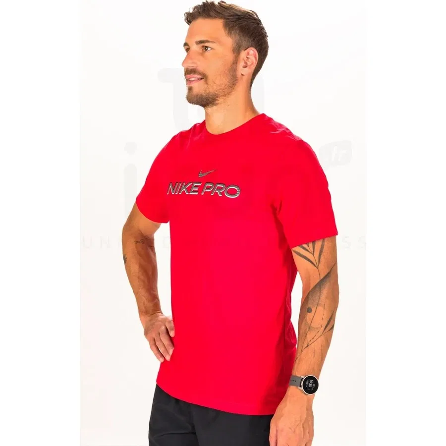 Футболка спортивная с коротким рукавом Nike Pro Dri Fit Training Tee, Красный — фото 3