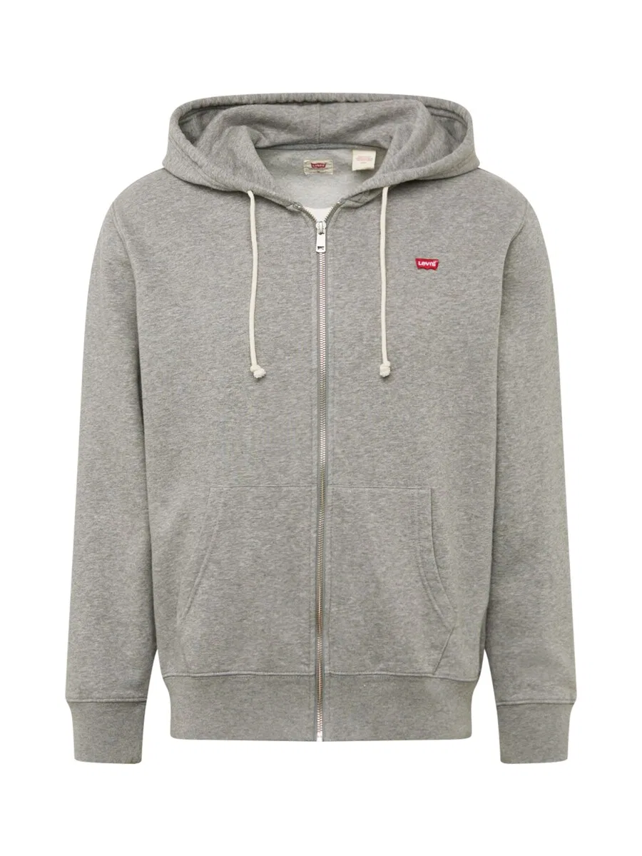 Худи на молнии LEVI'S 'Zip Up Hoodie' серого цвета