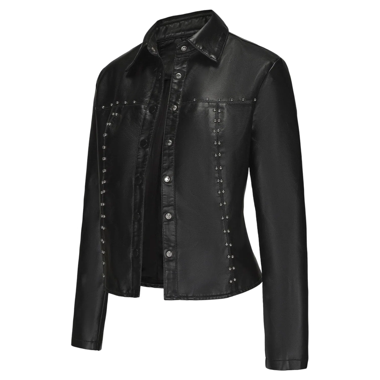 Женская куртка-косуха slim fit из экокожи, Nero