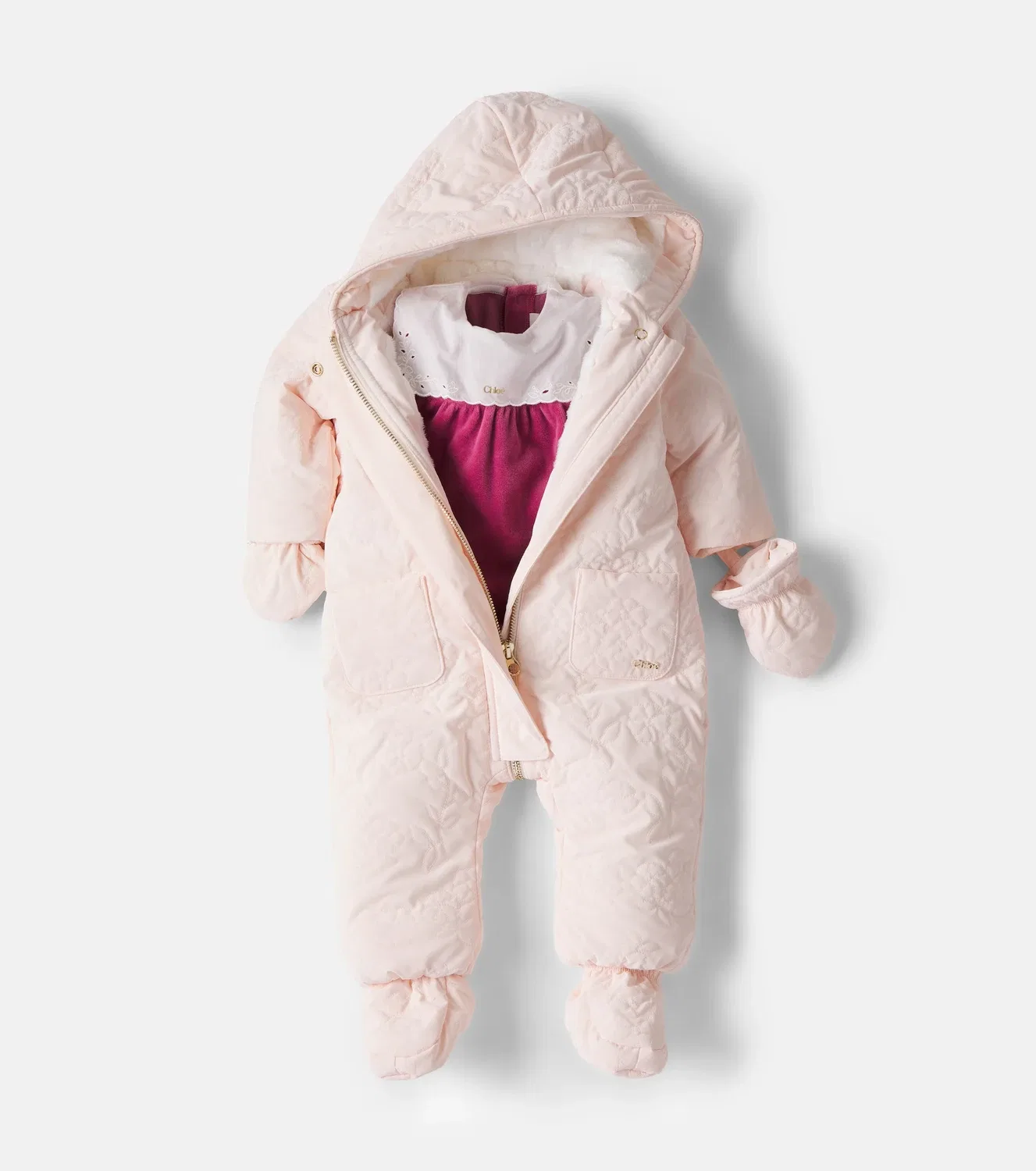 Комбинезон хлопковый Chloé Kids, розовый — фото 2