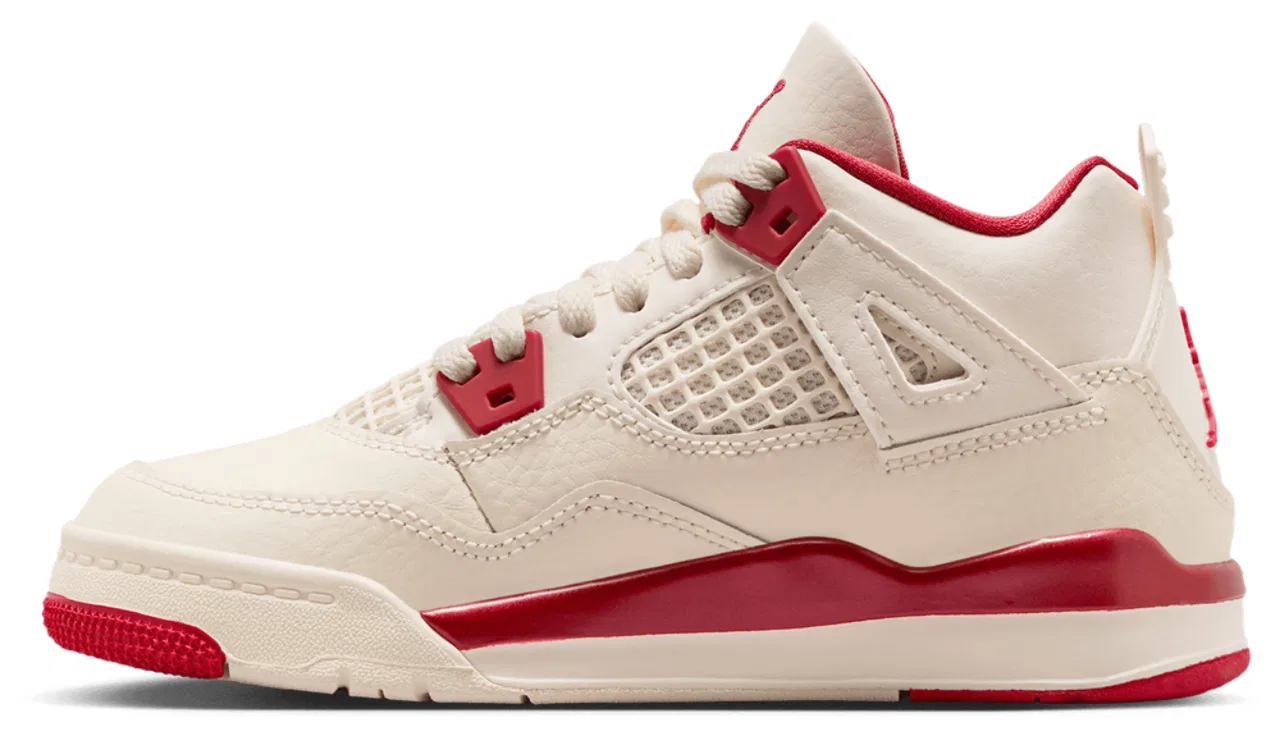 Детские кроссовки для девочек Retro 4 Jordan, цвет Pale Ivory/Red — фото 2