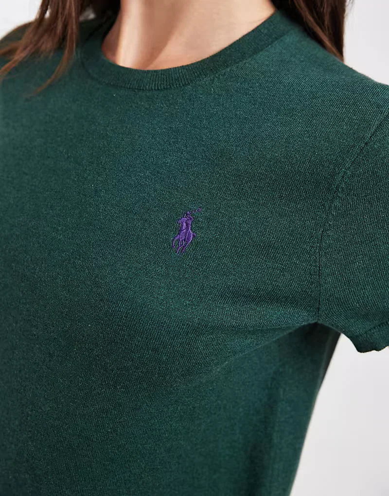 Свитер Polo Ralph Lauren с короткими рукавами, тонкий, зеленый — фото 3