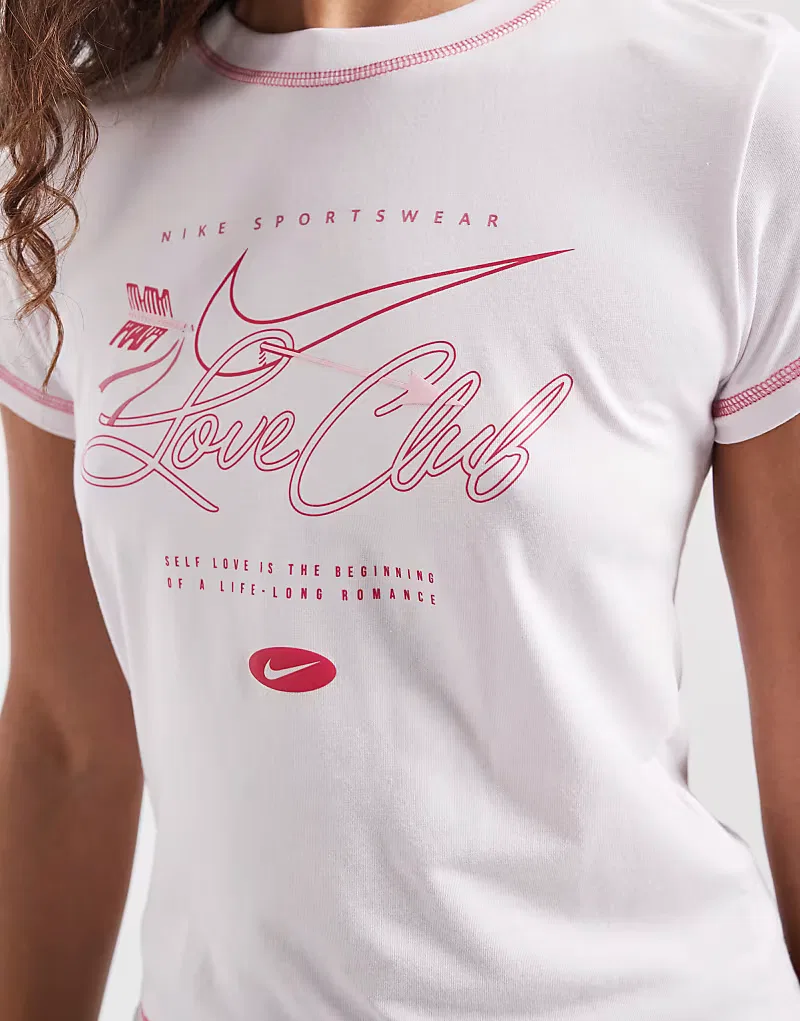 Футболка baby с графикой Chill Love Club Nike, розовый — фото 3