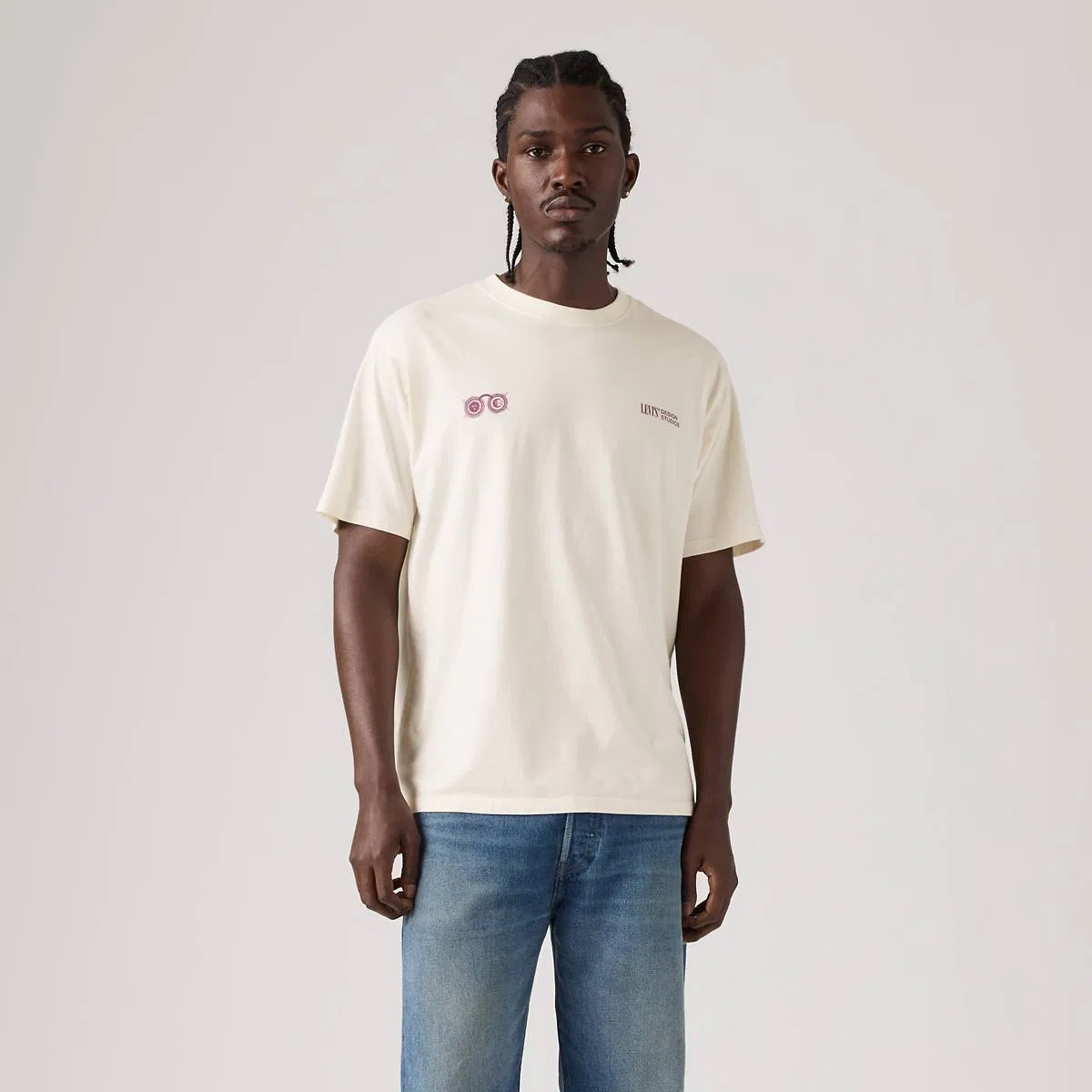 Свободная футболка в винтажном стиле с графическим принтом Levi's, Super Bloom Egret - Tan — фото 3