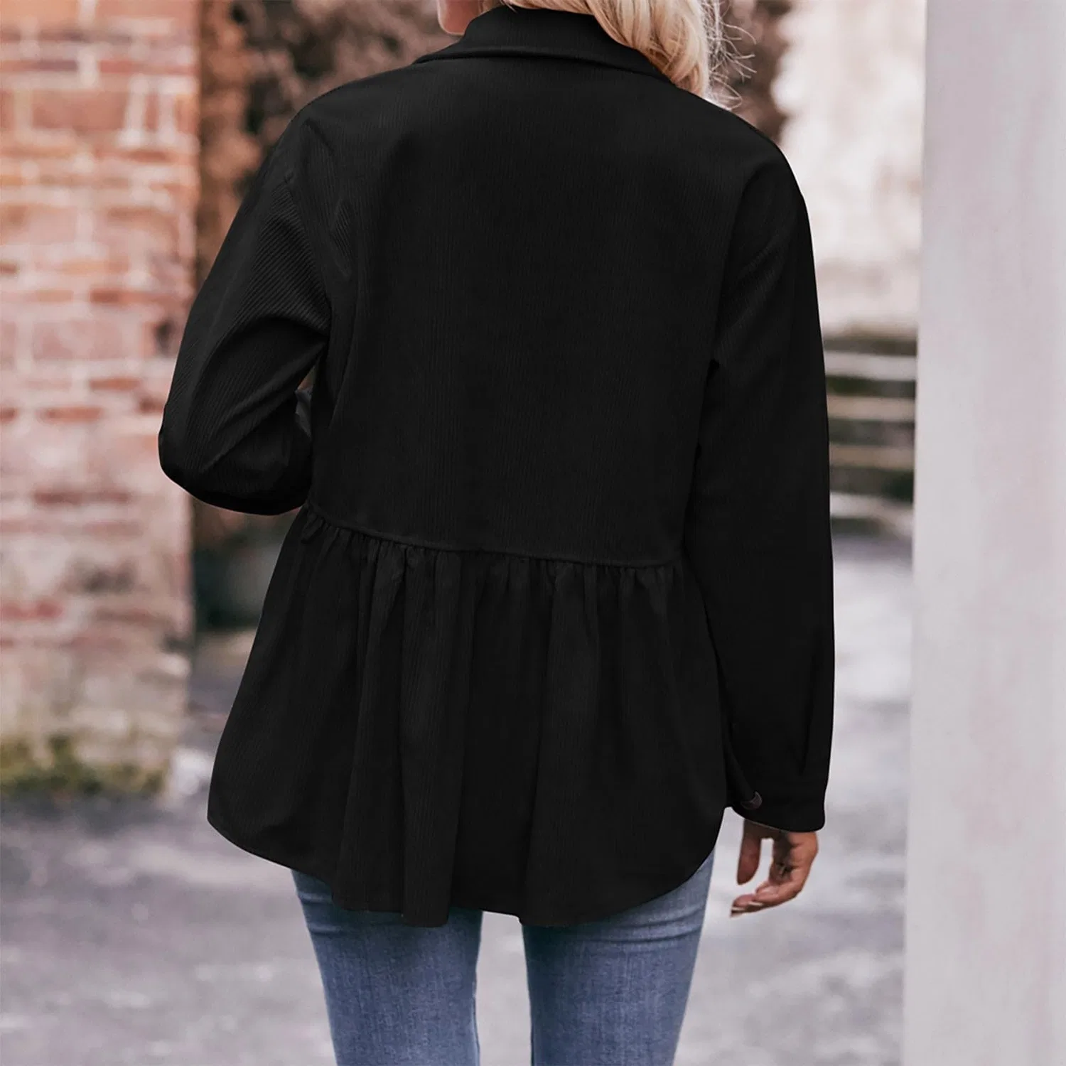 Женская куртка из вельвета с длинным рукавом Lino Donna, Nero — фото 2