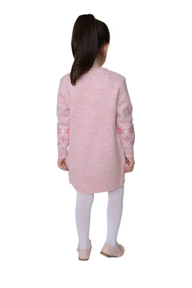 Детское платье для девочек с принтом Penguin Embroidered Beanie And Scarf 3-Piece Set Sevimli, Pink — фото 4