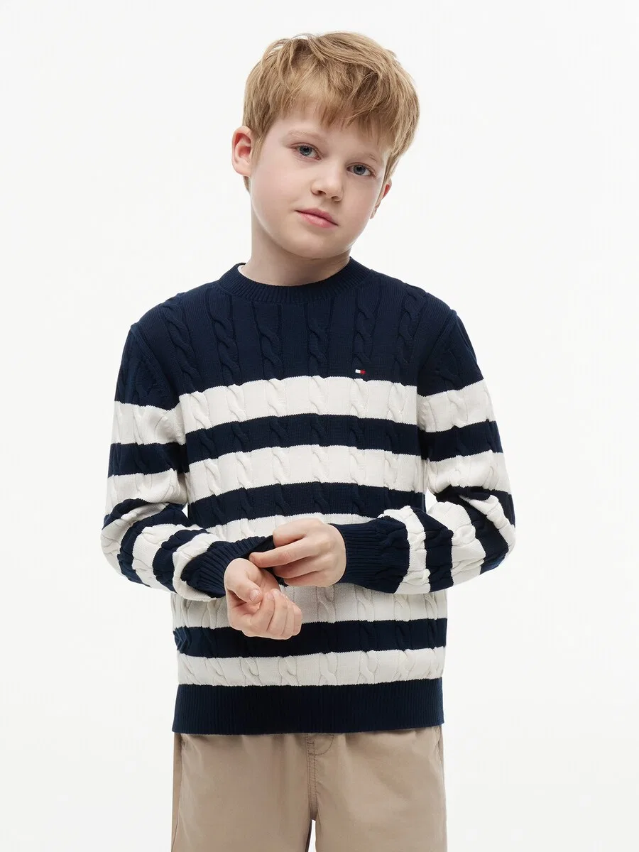 Свитер TOMMY HILFIGER 'Essential' темно-синего цвета — фото 2