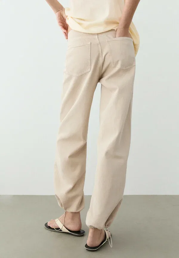 Брюки свободного кроя из лиоцелла и хлопка Parachute pants Massimo Dutti, beige, бежевый — фото 3