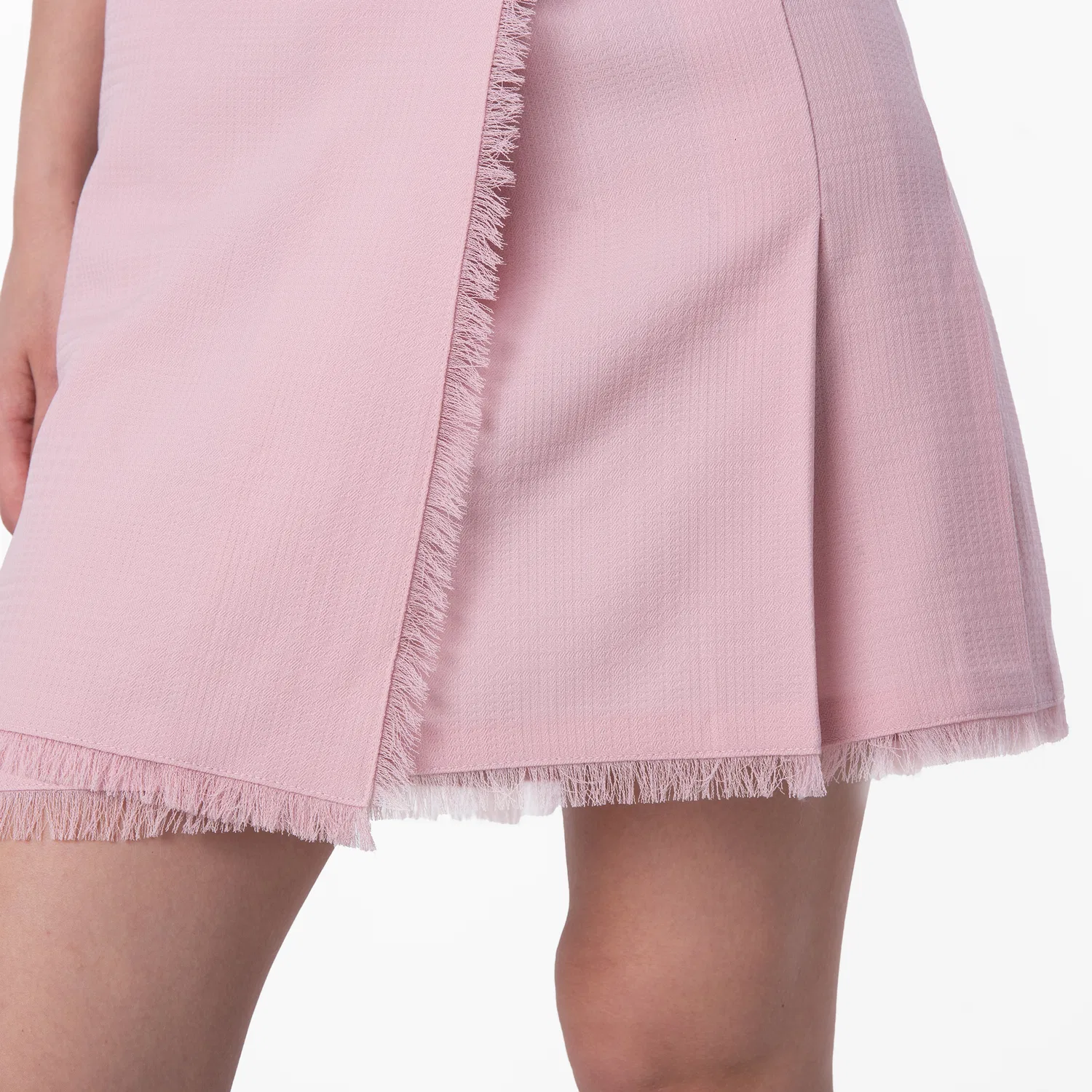 Юбка плиссированная с бахромой Frayed Edge Pleated Mini Skirt Burberry, Cameo — фото 4