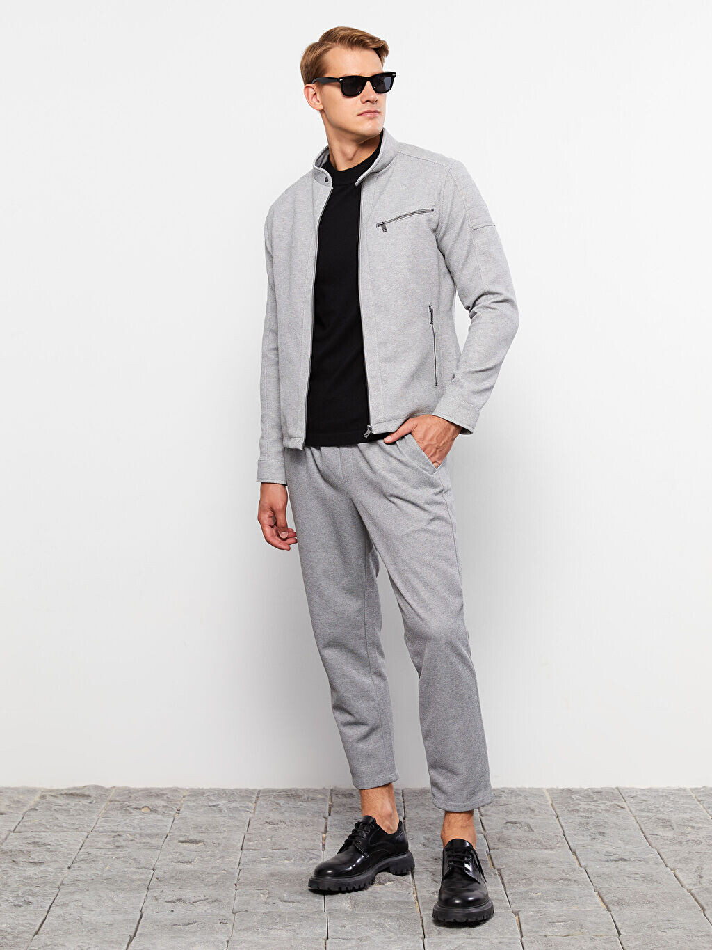 

Мужское пальто Slim Fit с байкерским воротником LCW Vision, Серый, Мужское пальто Slim Fit с байкерским воротником LCW Vision