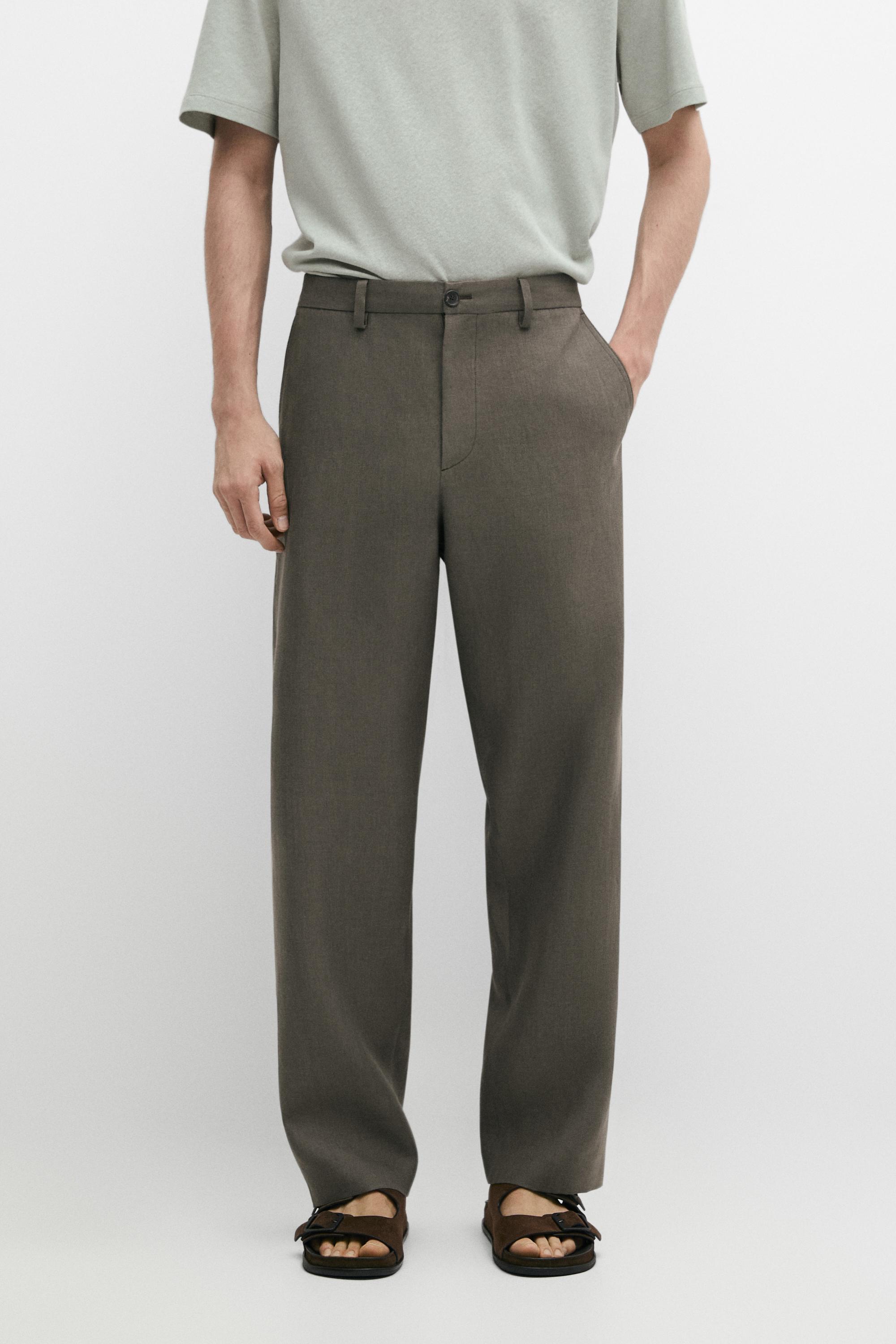 Брюки  Massimo Dutti 100% Linen Straight-leg, зеленый — фото 3