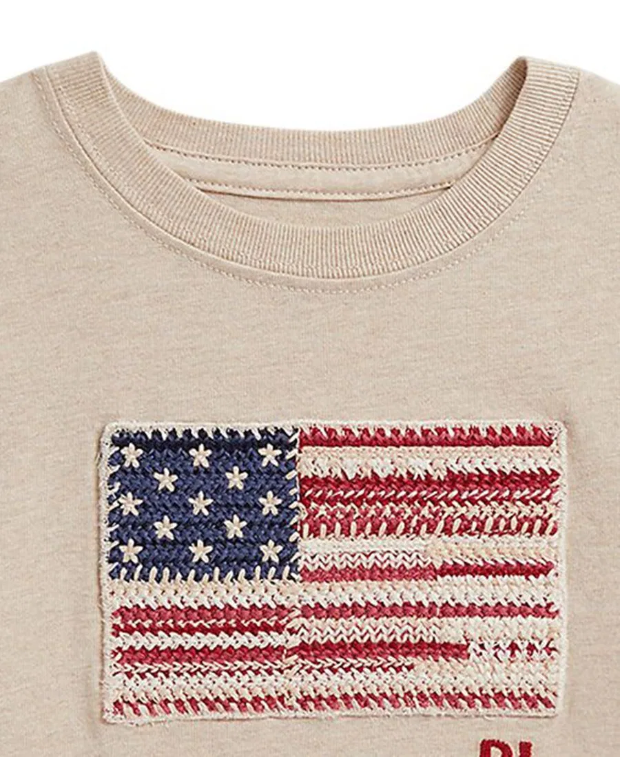 Футболка с принтом American Flag Polo Ralph Lauren, Expedition Dune Heather — фото 3