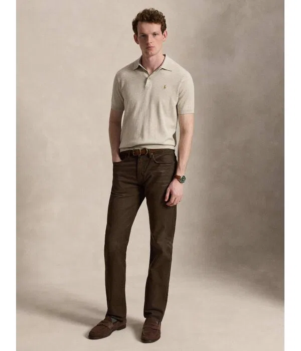 Мужское поло Slim Fit Polo Ralph Lauren, бежевый — фото 2