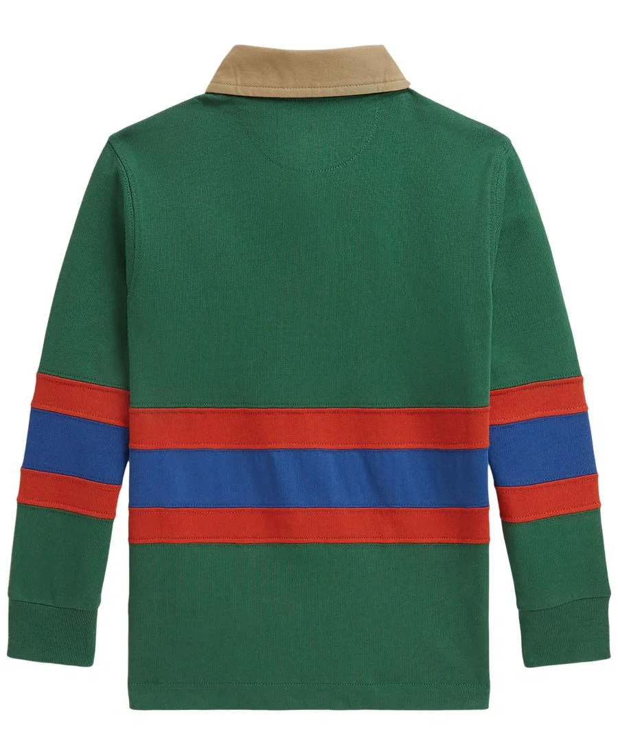 Детская рубашка-регби Polo Sportsman Cotton Rugby Shirt Polo Ralph Lauren, Verano Green Multi — фото 2