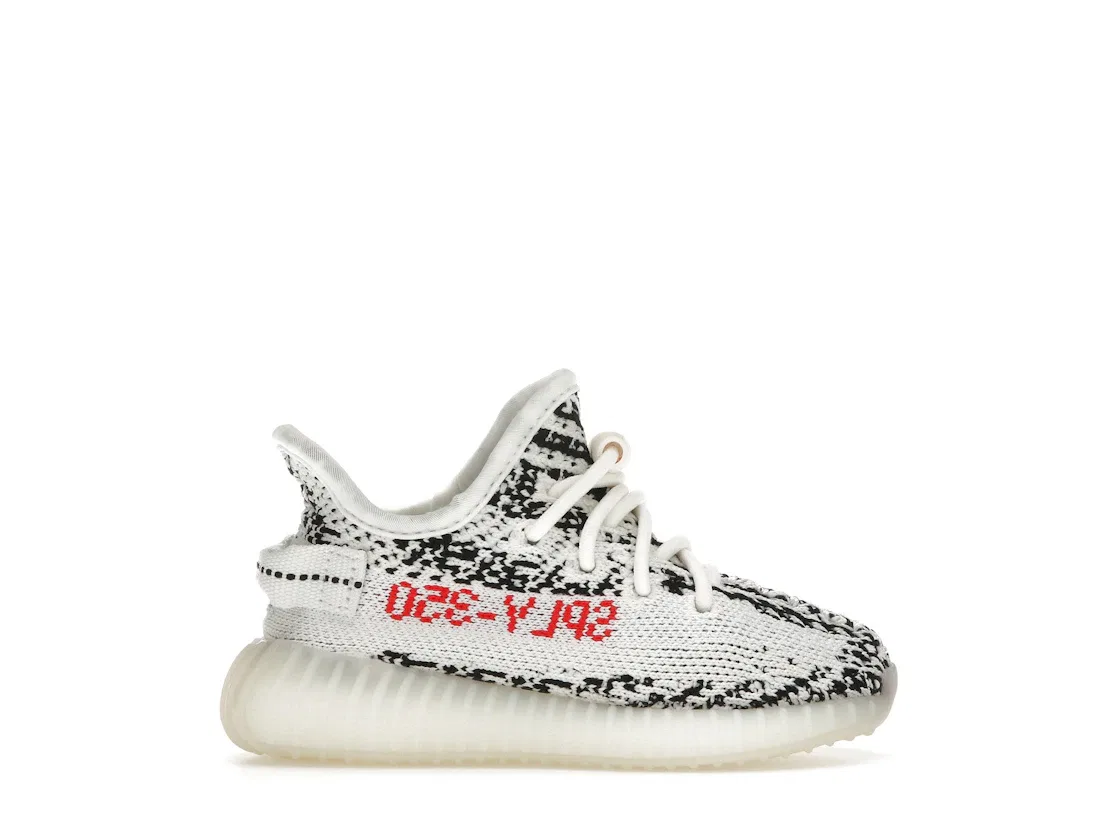 Детские кроссовки lifestyle с полосатым принтом Adidas Yeezy Boost 350 V2, White Core Black Red
