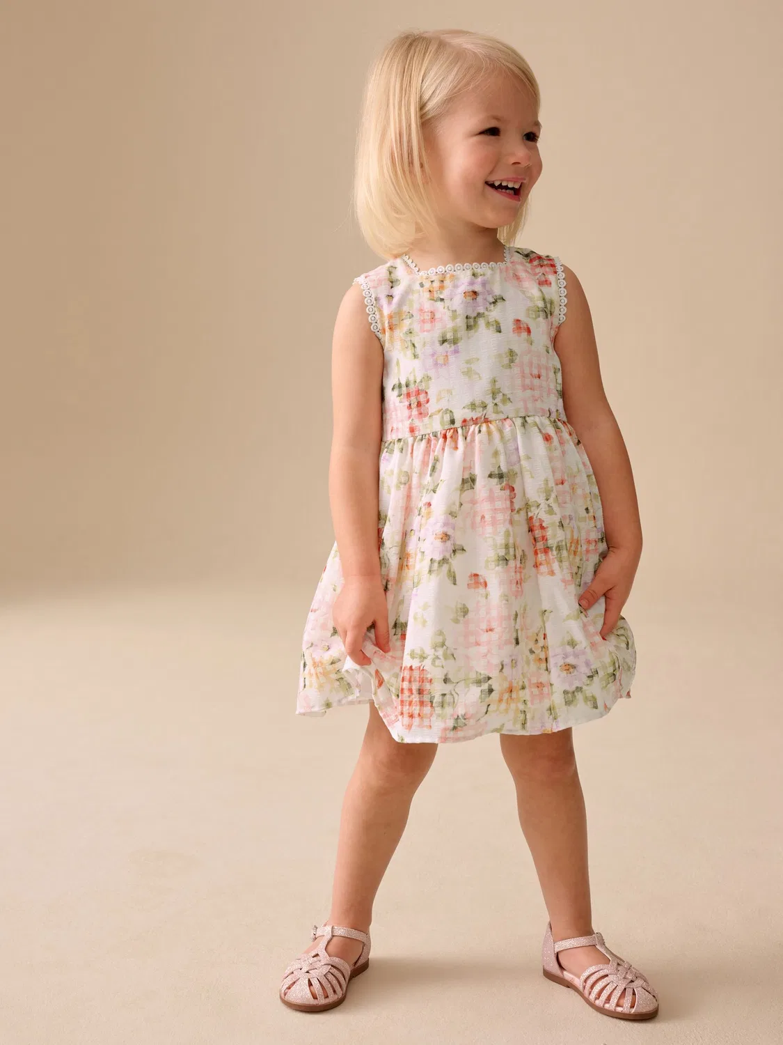 Платье для девочек Prom Dress с цветочным принтом Next, Pale Pink