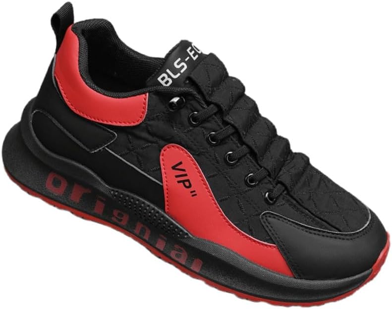 

Мужские удобные спортивные кроссовки - для бега и тенниса - удобная модель - широкий носок - противоскользящая подошва Clolinde, черный/красный