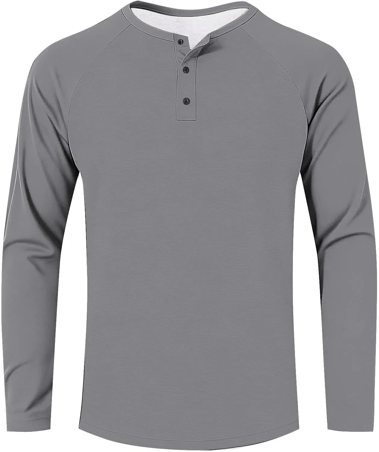 Мужская облегающая футболка-поло с рукавом реглан Henley, Gray — фото 4