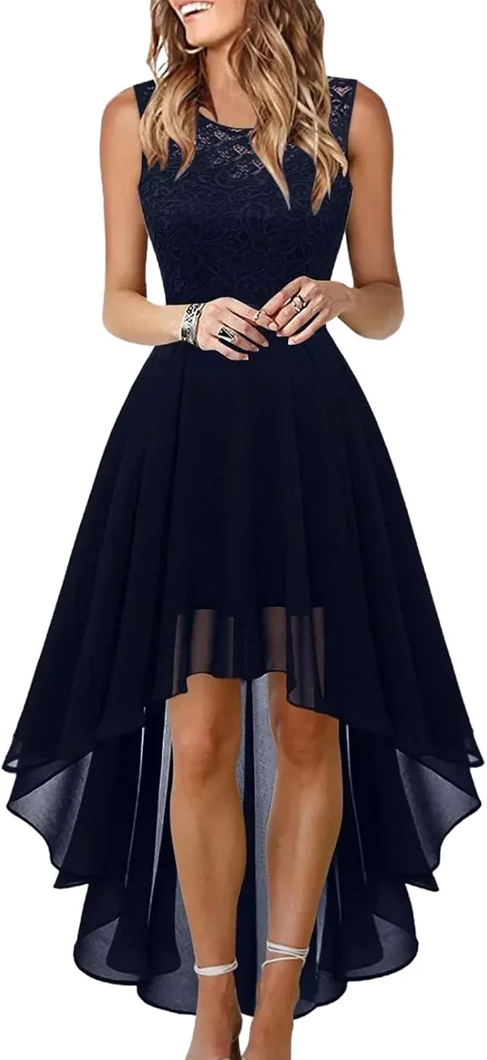 Женское коктейльное платье с кружевом и бантом Yosoo, Navy Blue
