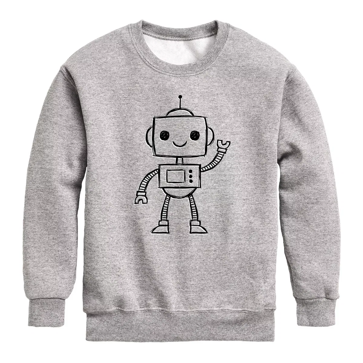 Детское худи с длинным рукавом Robot Sketch Instant Message, Athletic Heather