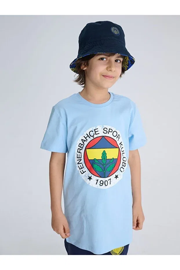Детская футболка с принтом Original Licensed UV Printed Color Logo Crew Neck Children's T-Shirt Fenerbahçe, Blue T-Shirt With Uv Print — фото 2