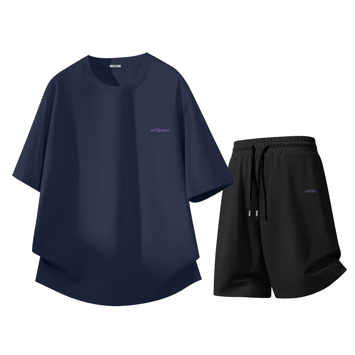 Детский спортивный комплект с принтом MINISO, Черный Navy Blue+Black
