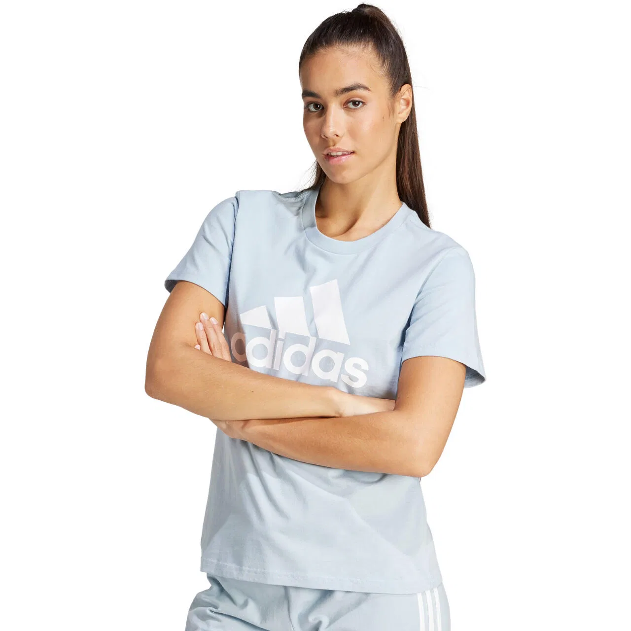 Женская хлопковая футболка Loungewear Essentials Logo Tee Adidas, Blau — фото 2