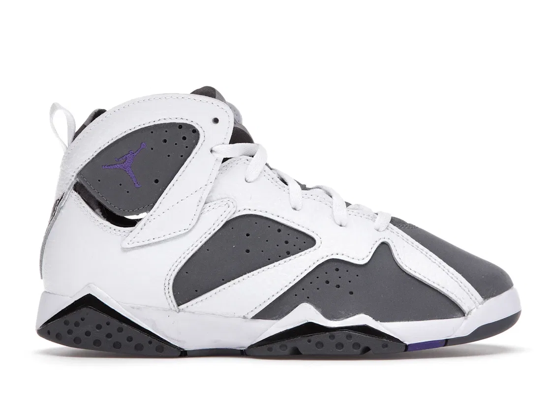 Детские кроссовки с принтом Jordan 7 Retro Jordan, White/Flint Grey-Black-Varsity Purple