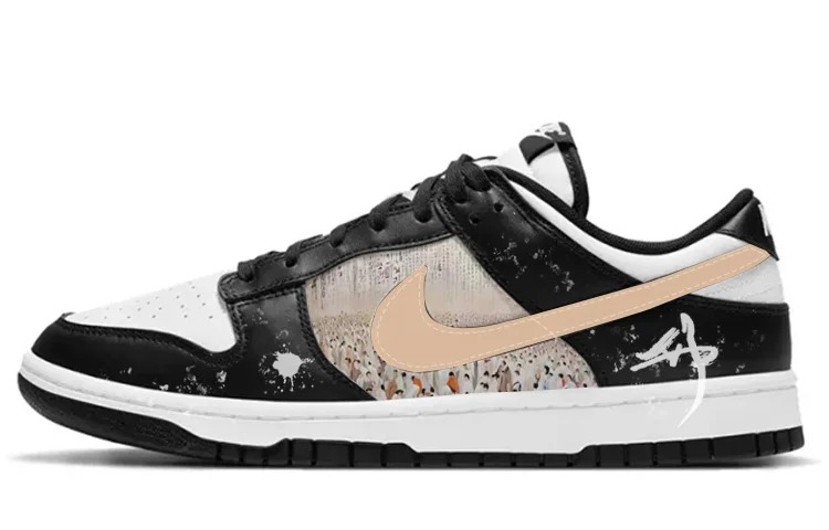

Кастомизированные кроссовки Nike Dunk Skateboarding Unisex Low-top, белый/черный