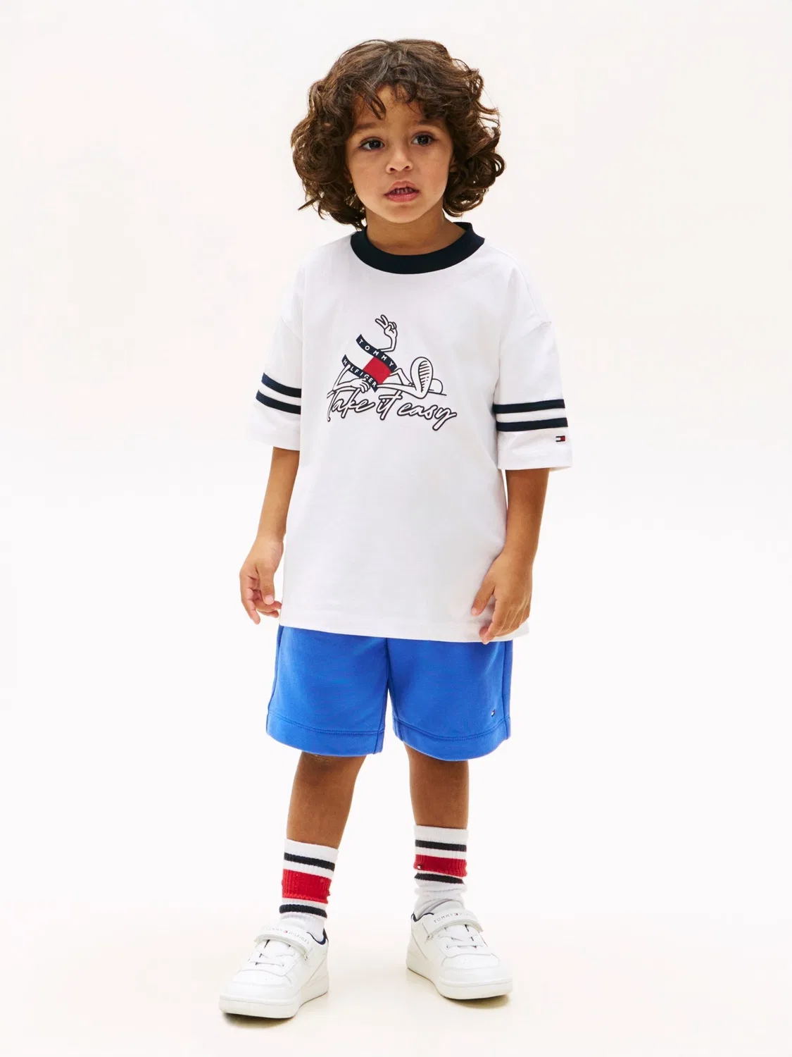 Комплект из футболки и шорт, с волновым графическим принтом Tommy Hilfiger, синий — фото 2