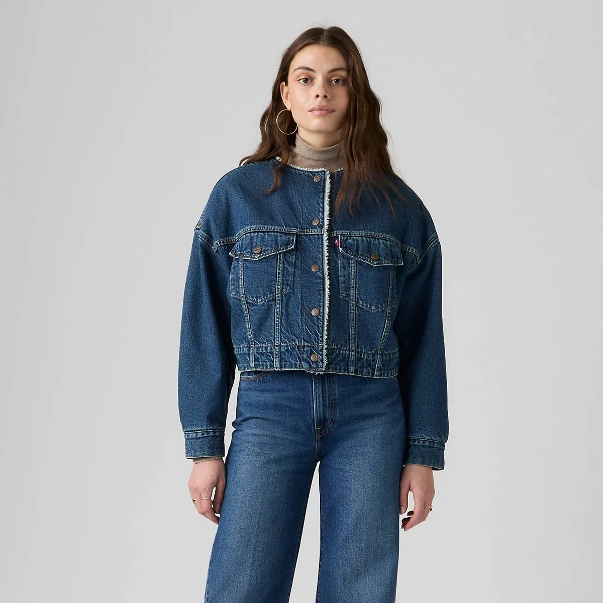 Укороченная куртка-тракер без воротника из искусственного меха Levi's, Rogue Rumor - Medium Wash — фото 3