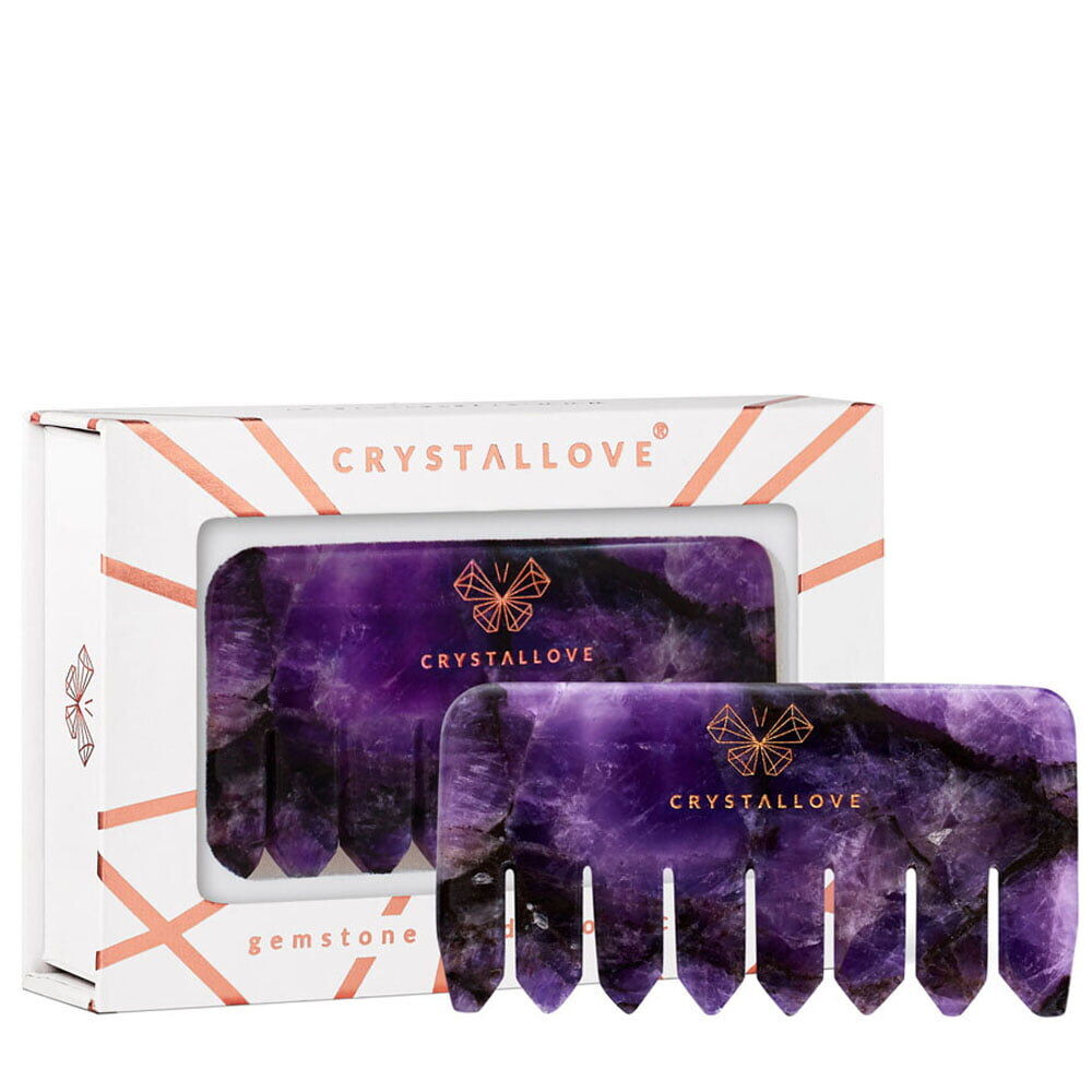 Crystallove Crystal Collection аметистовая расческа для массажа кожи головы, 1 шт. — фото 2