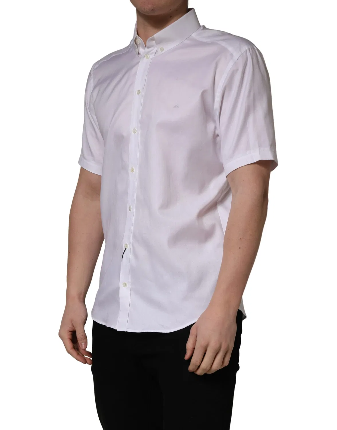 Мужская рубашка с коротким рукавом на пуговицах White Cotton Short Sleeves Button Down Dolce & Gabbana, White — фото 4