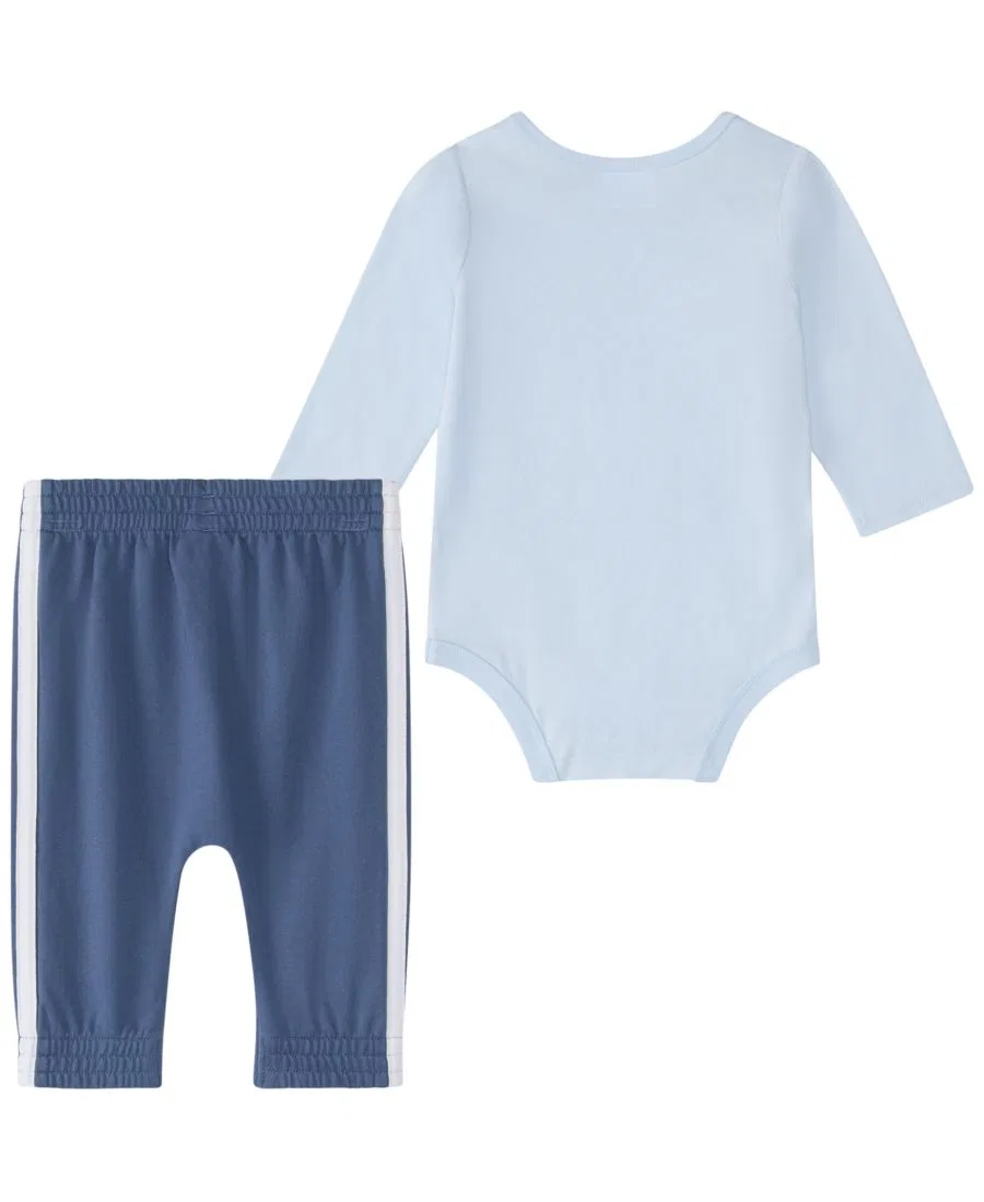 Комплект боди с длинным рукавом и штанов, 2 предмета, Logo Long-Sleeve Bodysuit and Pants Set adidas, Light Blue — фото 2