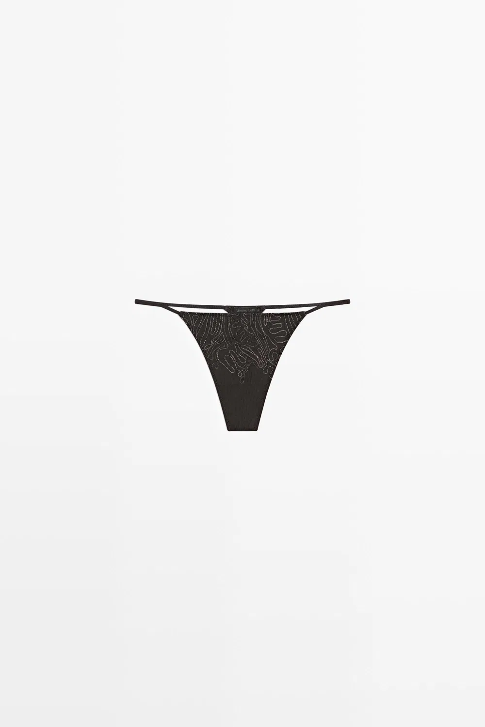 Трусики-стринги Massimo Dutti, с вышивкой, charcoal — фото 2
