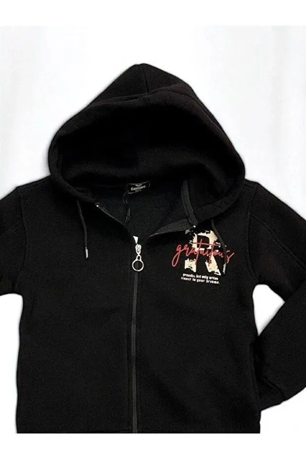 Детский кардиган с капюшоном для мальчиков 3-ниточный Zekids, Black — фото 3