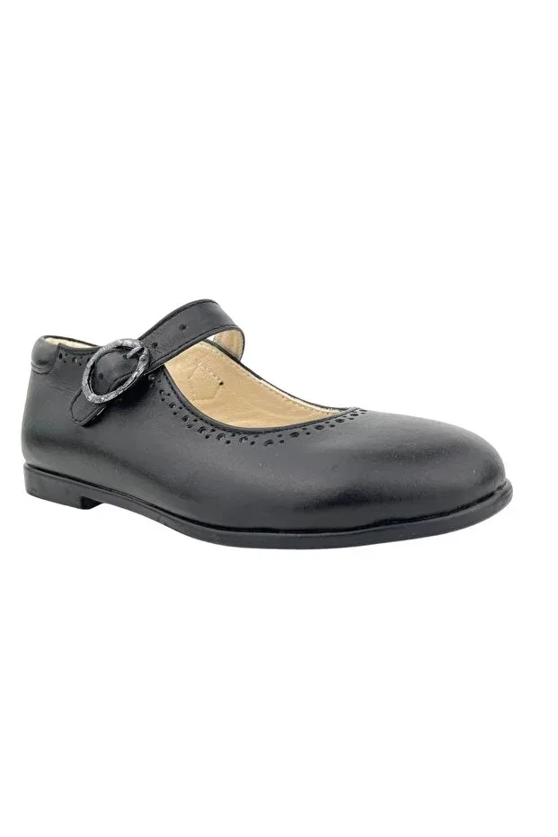Детские туфли для девочек кожаные Janset Nubebe, Black — фото 2