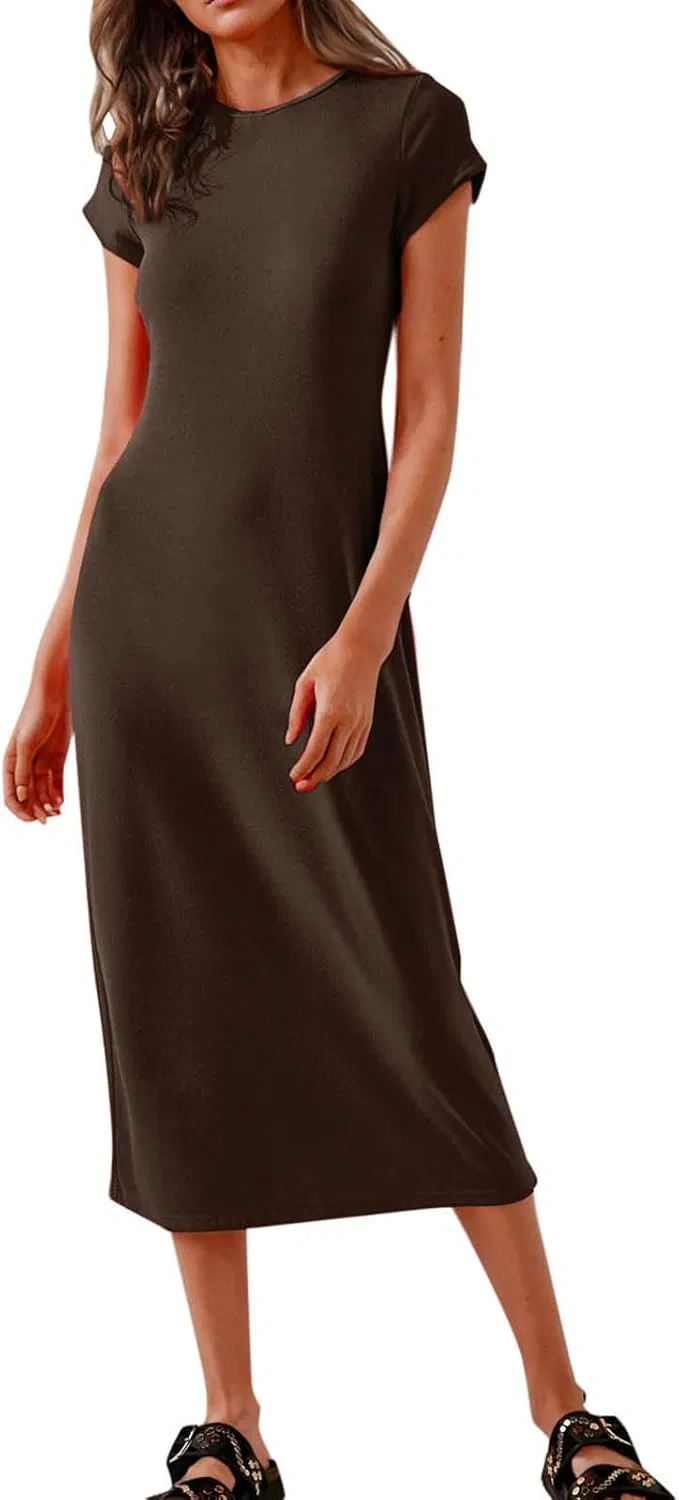 Женское летнее платье макси T-Shirt Dress, Brown