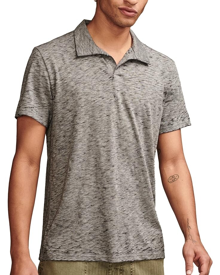 

Поло Lucky Brand Burnout Slub Jersey Johny Collar, цвет Jet Black