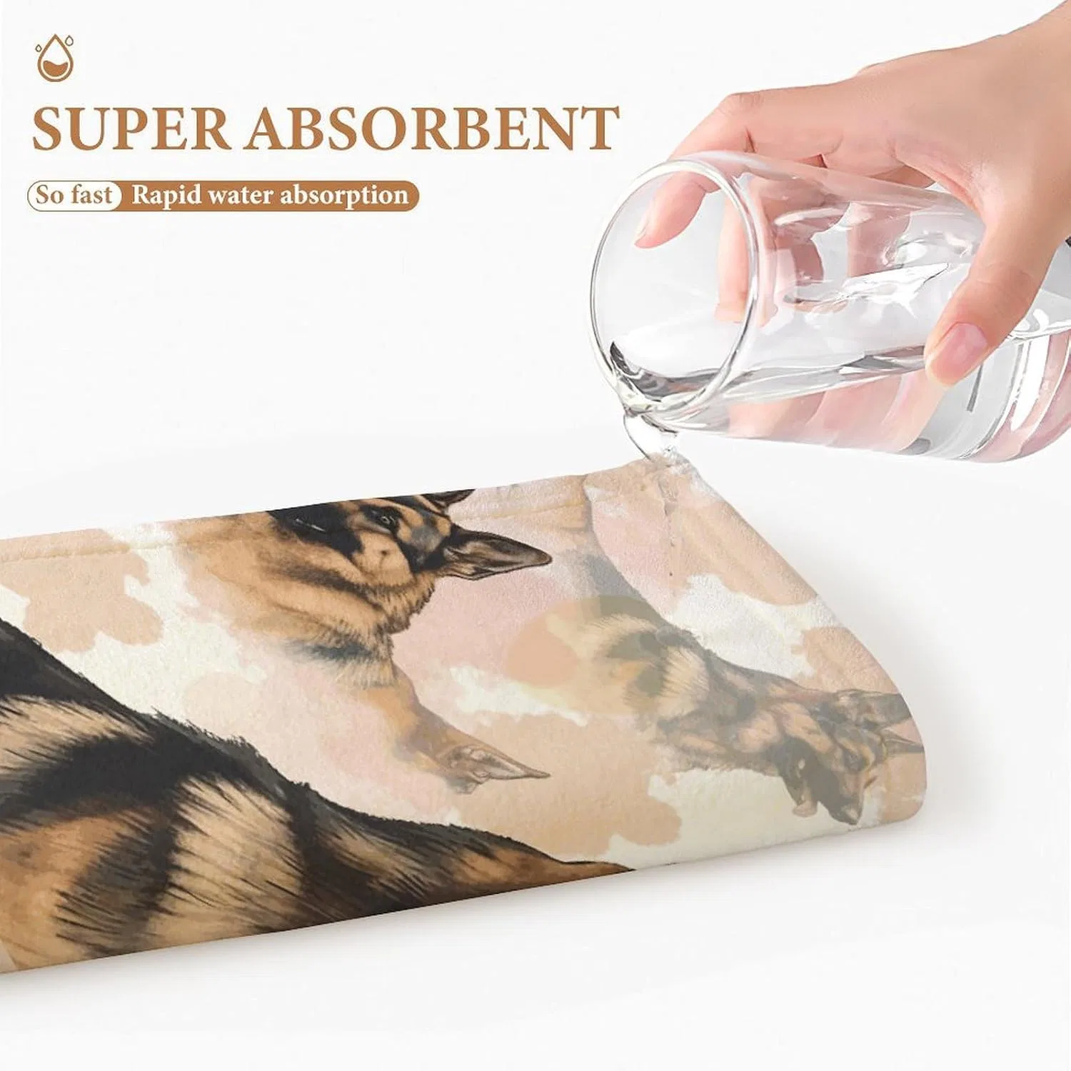Мочалка с принтом Немецкая овчарка KLSVTMEA, 1 шт, 72.9x35.1 см — фото 3