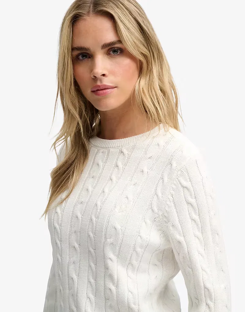 Вязаный джемпер Superdry Essentials sd&co с косами, экрю — фото 3