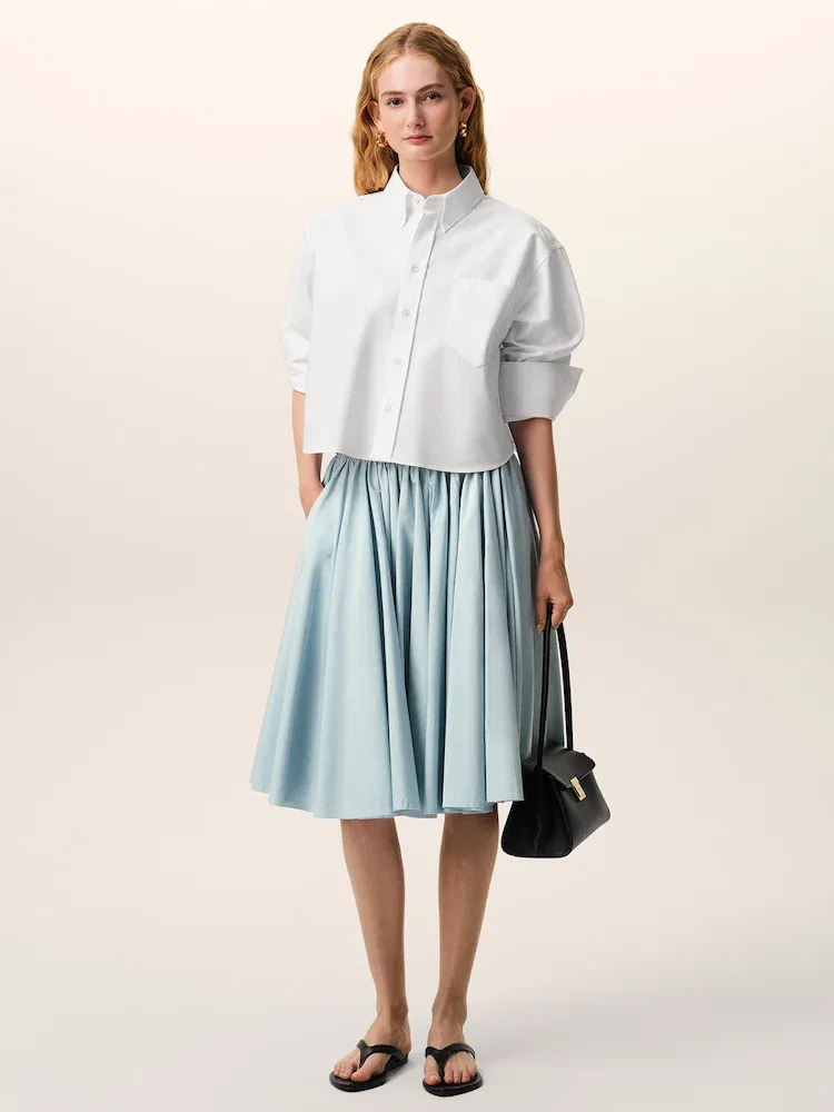 Женская хлопковая Oversized рубашка на пуговицах AMI PARIS, White