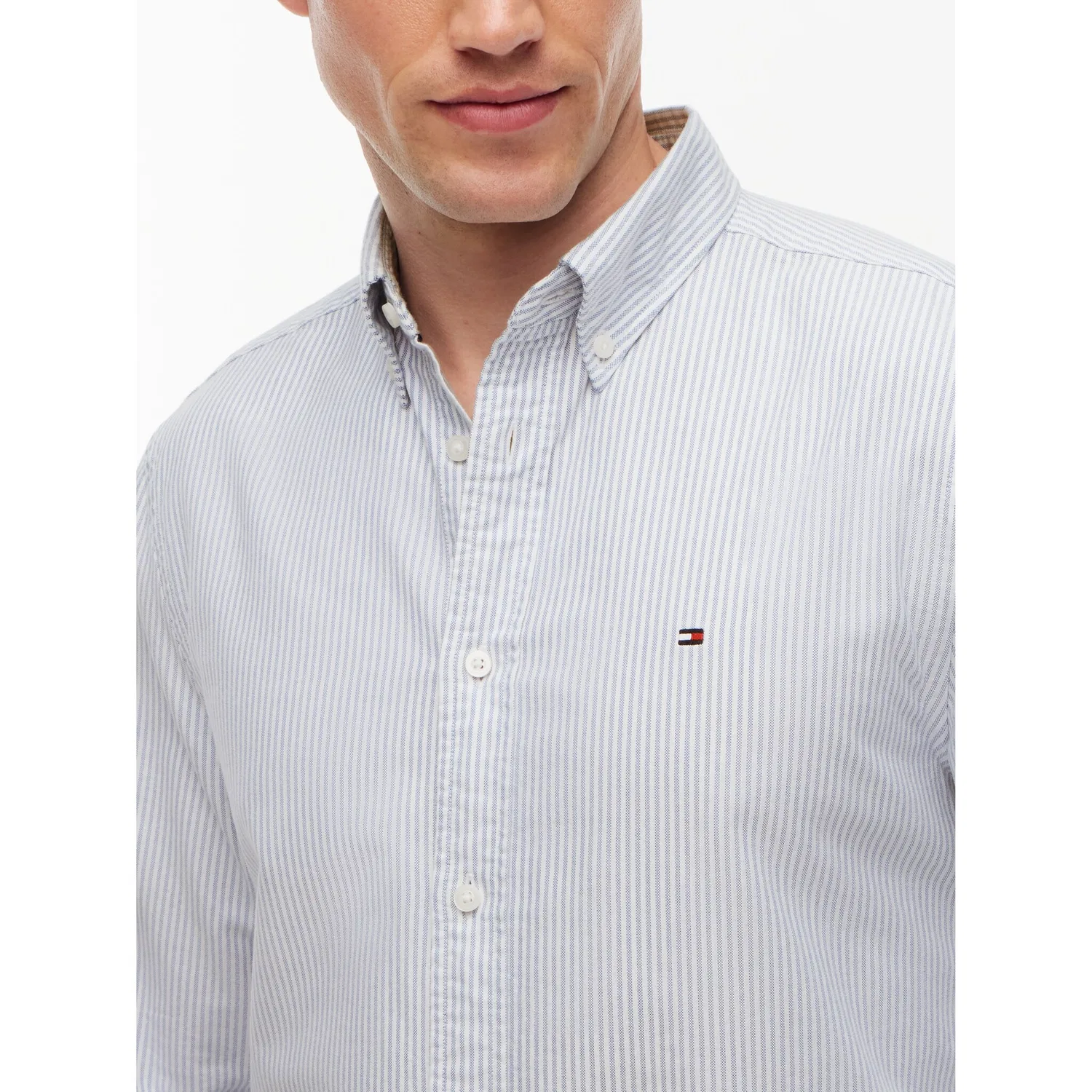 Мужская рубашка с длинным рукавом Heritage Oxford Stripe Regular Fit Tommy Hilfiger, рубашка Blue / White — фото 3