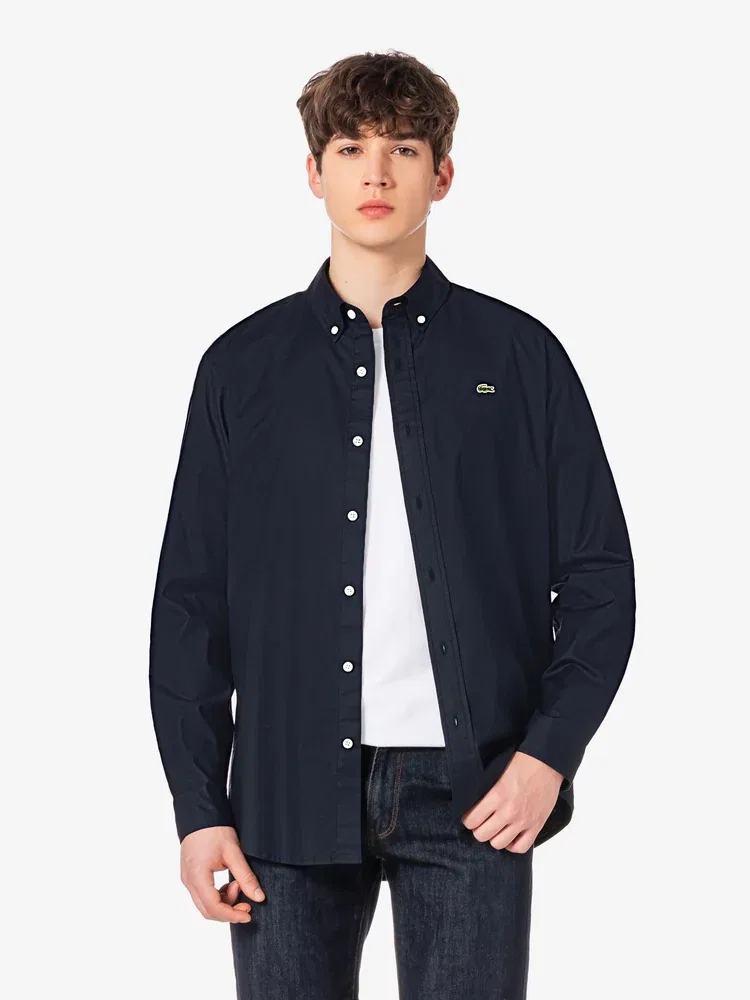 Рубашка с длинным рукавом Оксфорд LACOSTE, Navy — фото 4