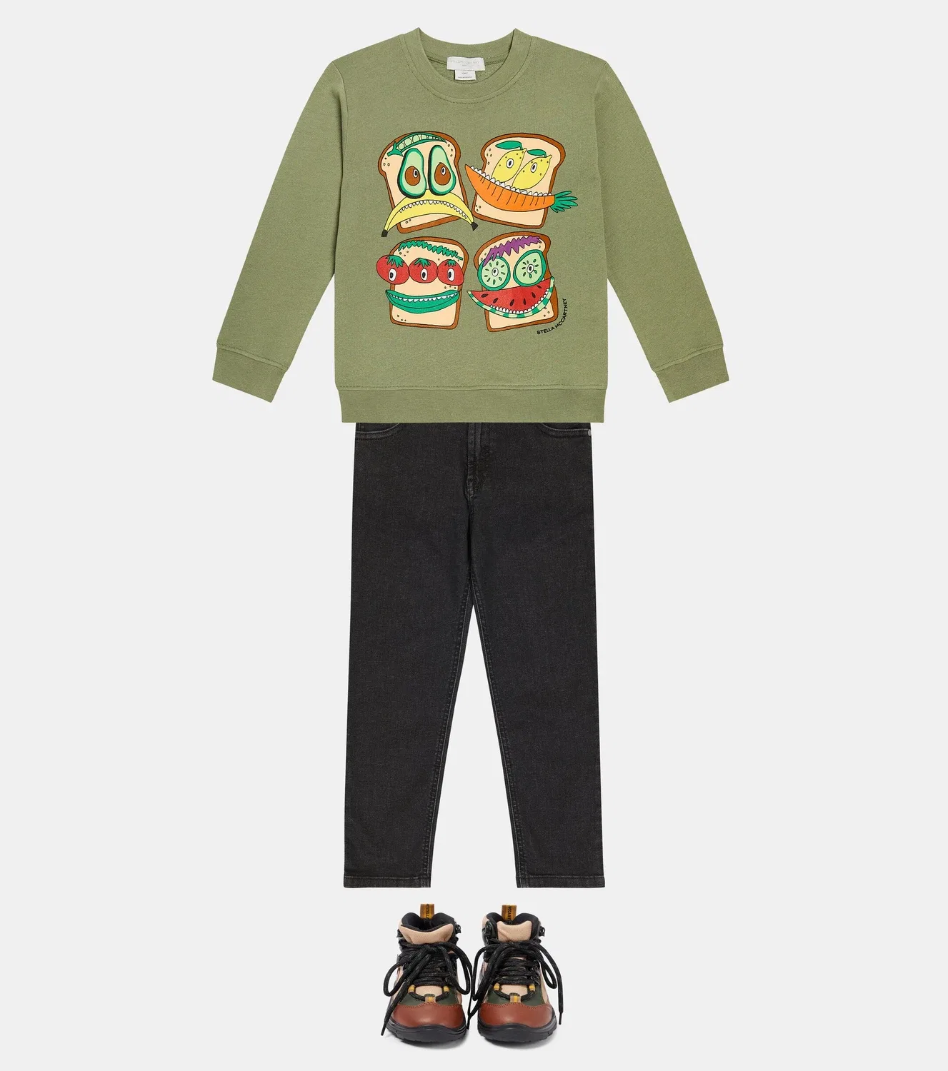 Свитшот хлопковый Stella Mccartney Kids, хаки — фото 2