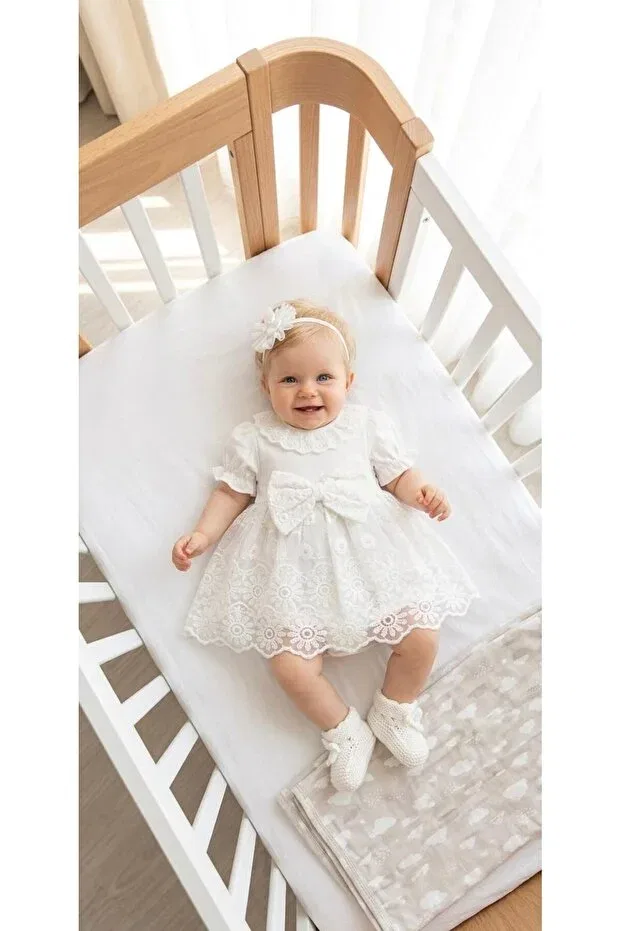Детское платье для девочек вышитое Miniday Baby, Ecru