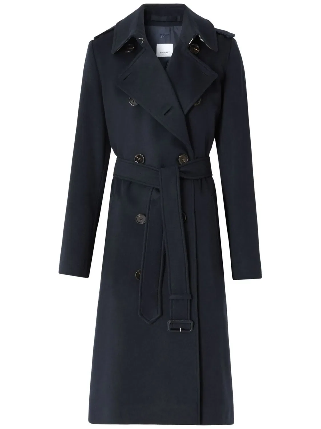 Burberry Пальто-тренч из кашемира синего цвета
